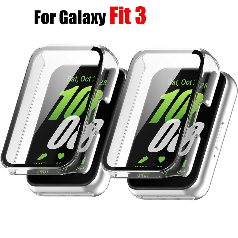 2pcs Glass+Case for Samsung Galaxy Fit 3 Tempered Glass Screen Smartwatch Protector Protective Bumper Galaxy Fit 3 Accessories