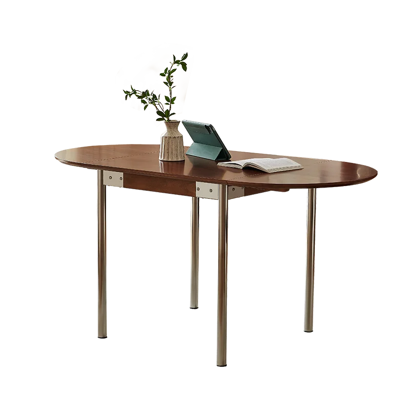 Solid wood folding dining table, family retro round dining table and chair combination, simple and small unit, expandable table