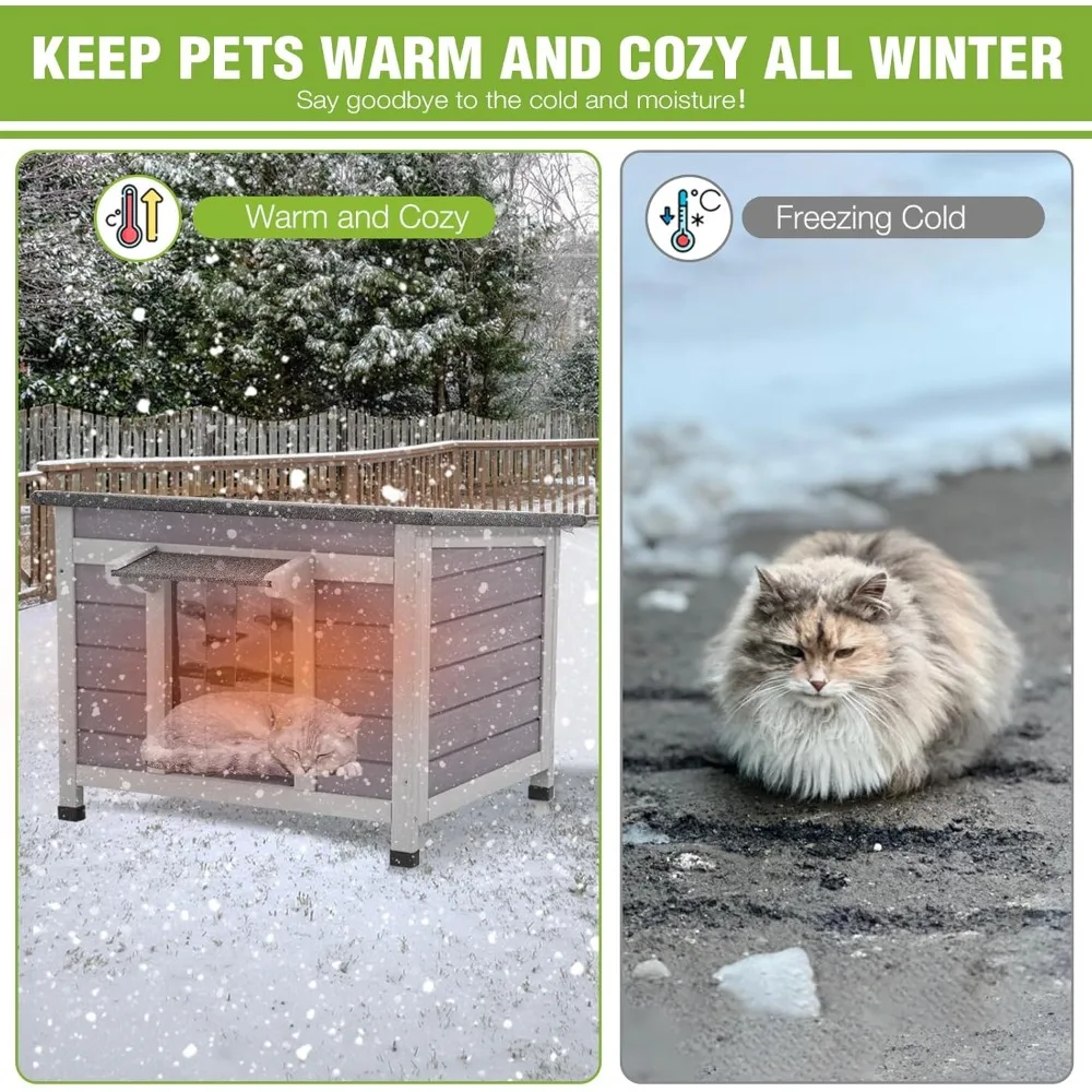 Refugio para gatos con aislamiento resistente a la intemperie para exteriores con forro térmico integral para máxima comodidad y protección