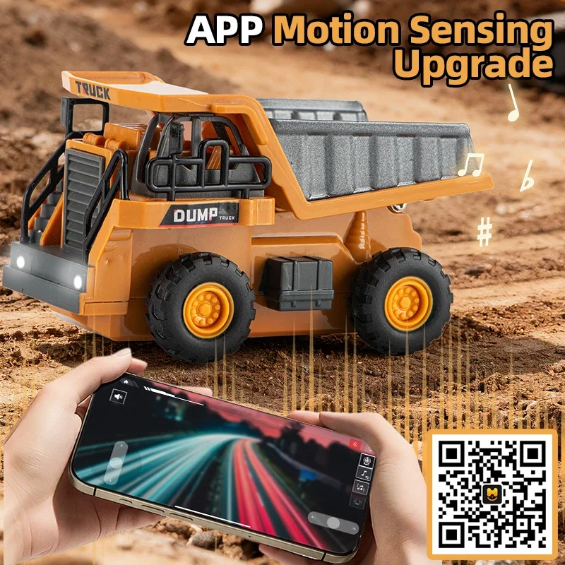 JCMO 1:64 Scale Remote Control Mini Excavator Dump Truck Full-Scale Model Engineering Vehicle Toy For Kids And Collectors New