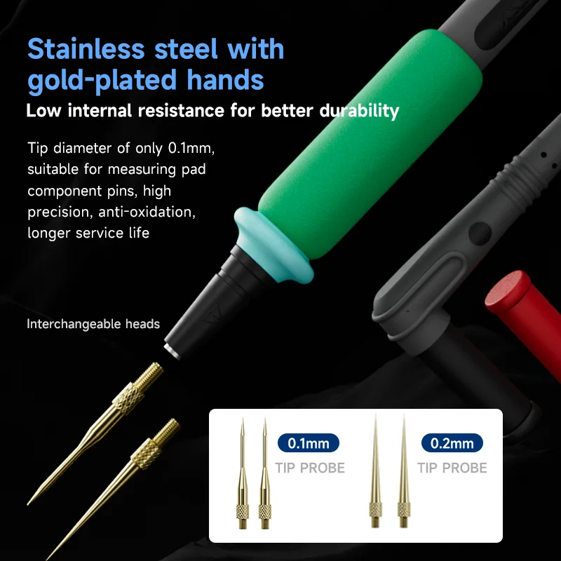 XZZ P2 Probe Multimeter Tip Accurate Measurement Test Leads Wire Pen Universal Multimeter Probe Fine Sharp PCB Test Tool Tip