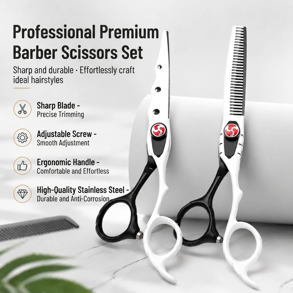 Professional Stainless Steel Haircut Thinning Scissors Ergonomic Handle Home Salon Precise Bangs Hair Styling Trimming Shears