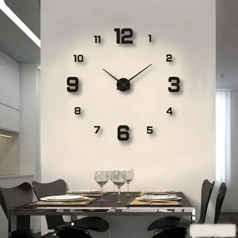  Creative Frameless DIY Wall Clock Wall Decal Home Silent Clock Living Room Office Wall Decoration 
