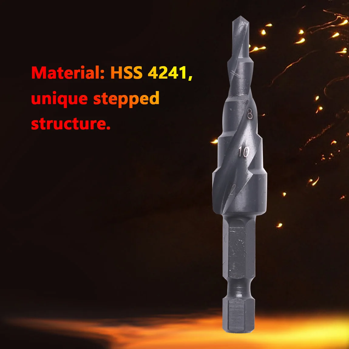 1 ชิ้นเกลียว HSS Stepped เจาะขนาด 4-12 มิลลิเมตร Hex shank Nitriding สีดําพื้นผิว Treatment Core เจาะบิต