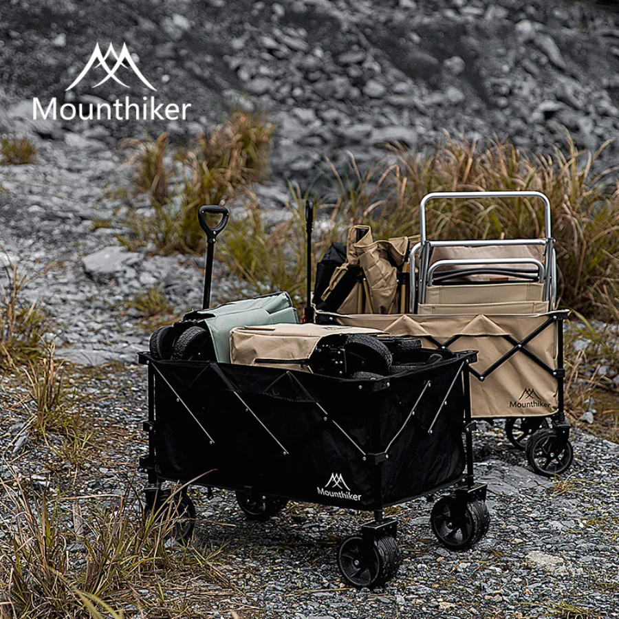 Mounthiker Outdoor Portable 180L Foldable 7 Inch Wheels Adjustable Length Pull-Cart Camp Trolley Camping Equipment Storage Cart