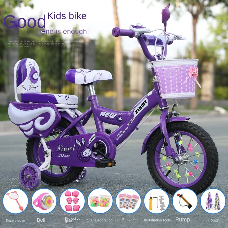 12 Inch 2 To 9 Years Children Bike Princess Kids Bicycles Girls Boys Bike Baby Bike Sensitive Double Brake Flash Training Wheel