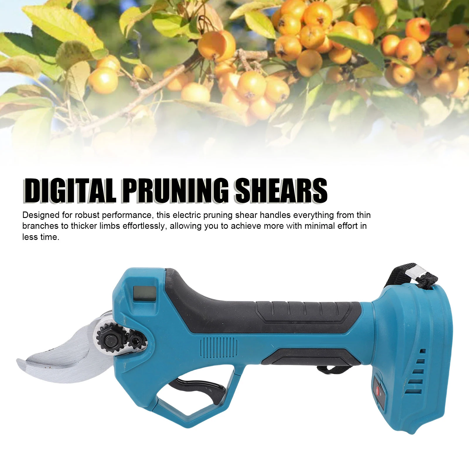 

Electric Pruning Shears Garden Pruner High Efficiency 30mm Maximum Cutting Diameter SK5 Blade Digital Display for Orchard Yard