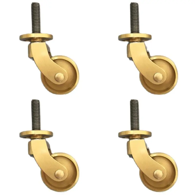 

HOT 4PCS 1.25inch Brass Wheels M8 Thread Universal Swivel Furniture Casters Table Chair Sofa Flexible Rollers Durable Pulleys