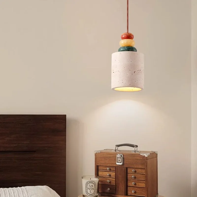 

Wabi Sabi Pendant Light Bedroom Bedside Chandelier Yellow Cave Stone Hanging Lamp Small Hanging Light Retro Decor Home Lighting