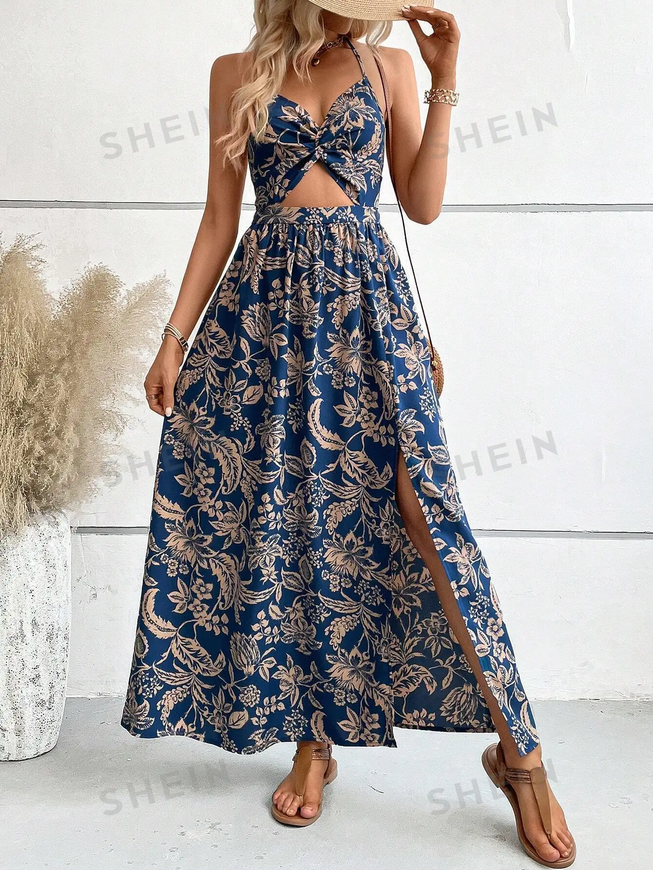 Women Boho Printed Long Dress Summer Neck-mounted Sleeveless Sundress Party Dress Female Casual Evening Sexy Dresses Vestidos