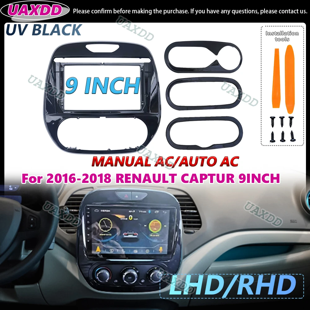 Für RENAULT CAPTUR 2016-2019 Autoradio-Bandrahmen 9-Zoll-Stereo-Panel Canbus-Kabelbaum-Adapter Ersatzteile HANDBUCH AUTO AC UV