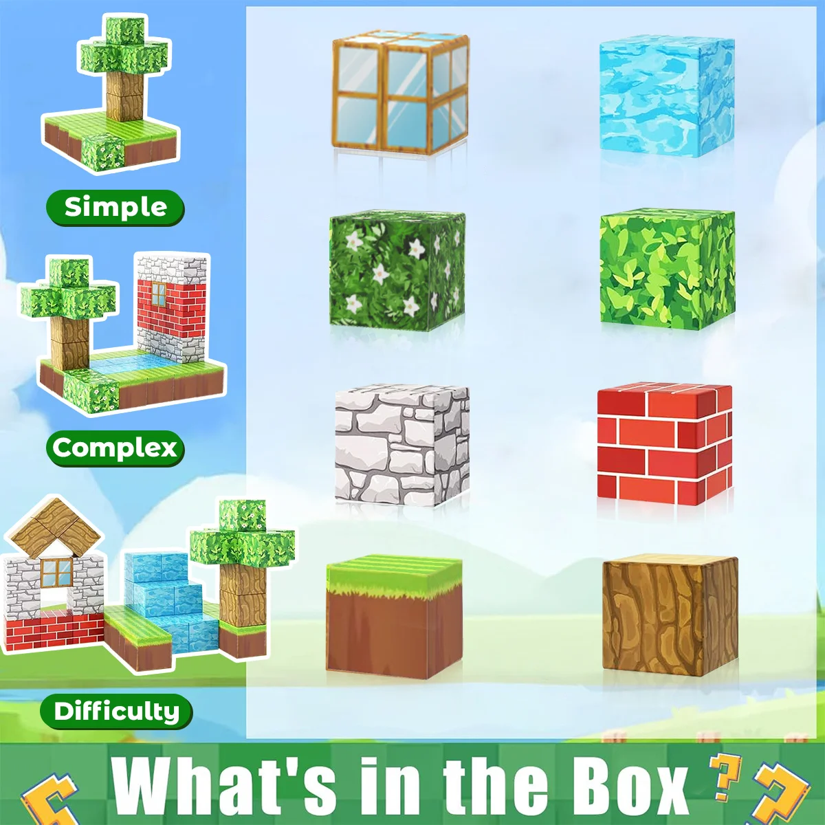 磁気ビルディングブロックスタッキング建設セット STEM 感覚おもちゃ Mine World キッズボーイズガールズ年齢 3+ DIY マグネットキューブギフト