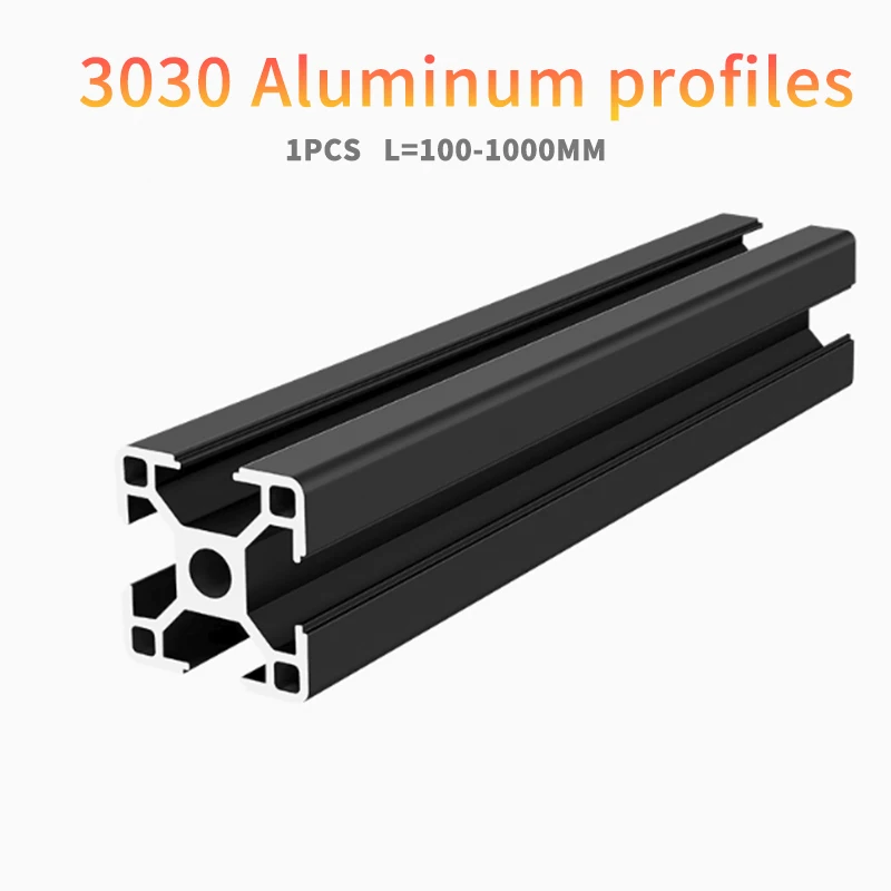 

1PC BLACK 3030 T-slot European Standard Anodized Aluminium profile Extrusion 100mm-1000mm Length Linear Rail for CNC 3D Printer