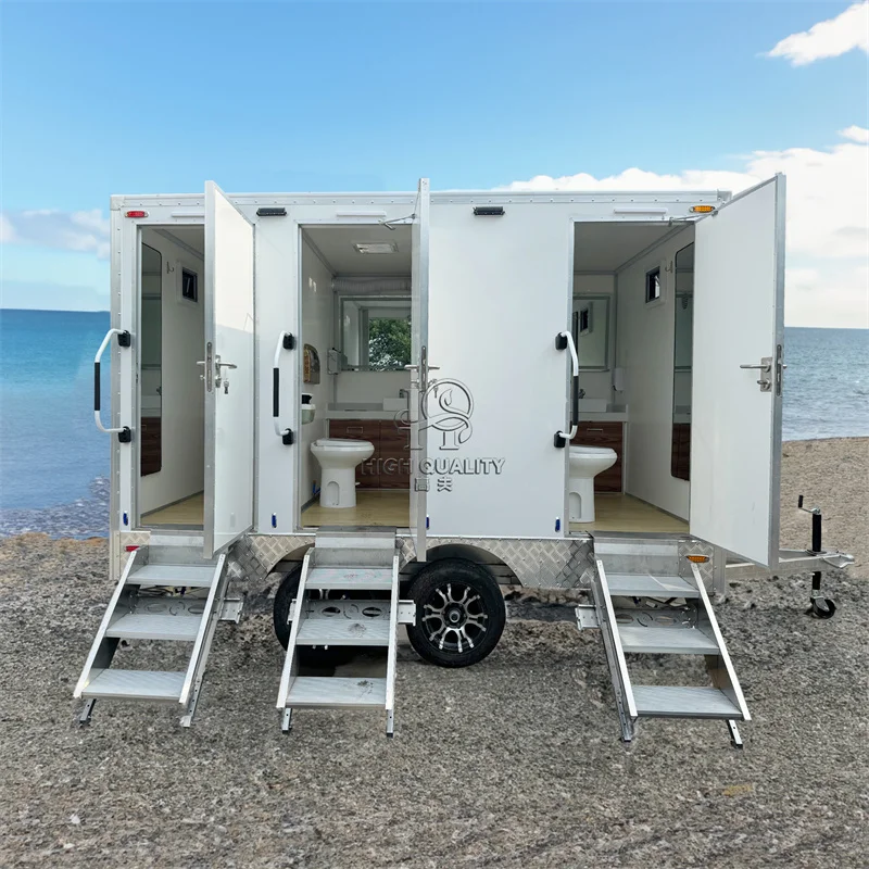 2 Station Prefab House Portable Toilet Trailer Shower Rooms Outdoor Camping Mobile Toilet Trailer Luxury Restroom Trailer