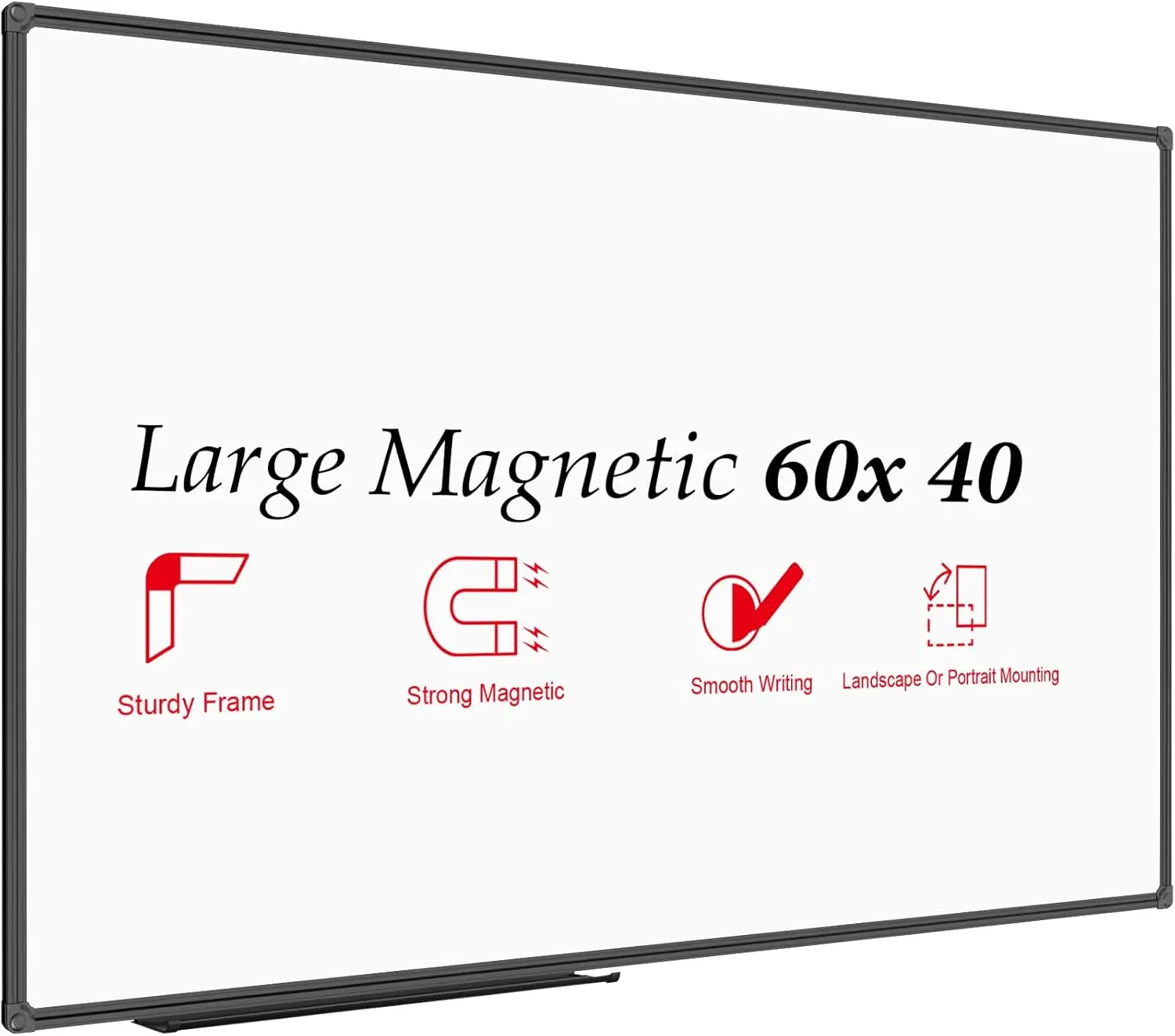 

Large Magnetic Whiteboard 60x40 Inch, Dry Erase Board with Black Aluminum Frame for Office Home School