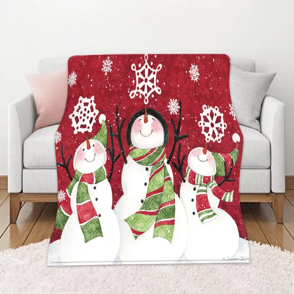 Snowflake Flannel Throw Blanket Red and White Holiday Blanket for Winter Bedding Couch Sofa Merry Christmas Gifts Queen Size