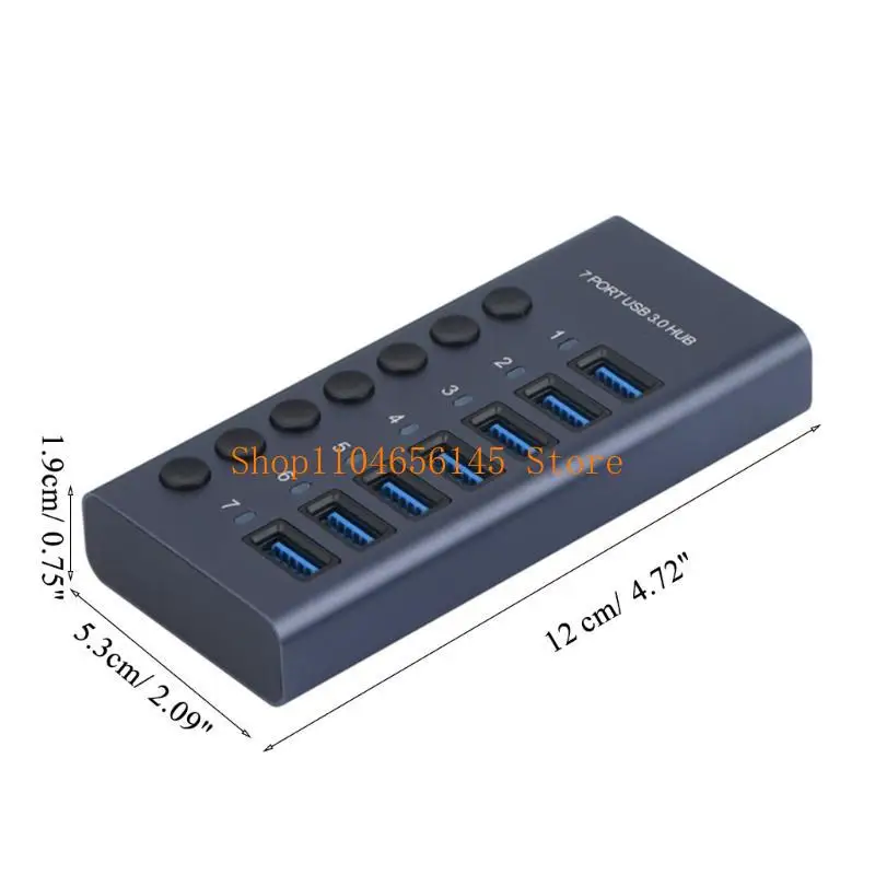 5asd USB Hub Dockingstation 7 Ports 5 Gbit/s Datenübertragung Einzelne Schalter-LED – Detail 6