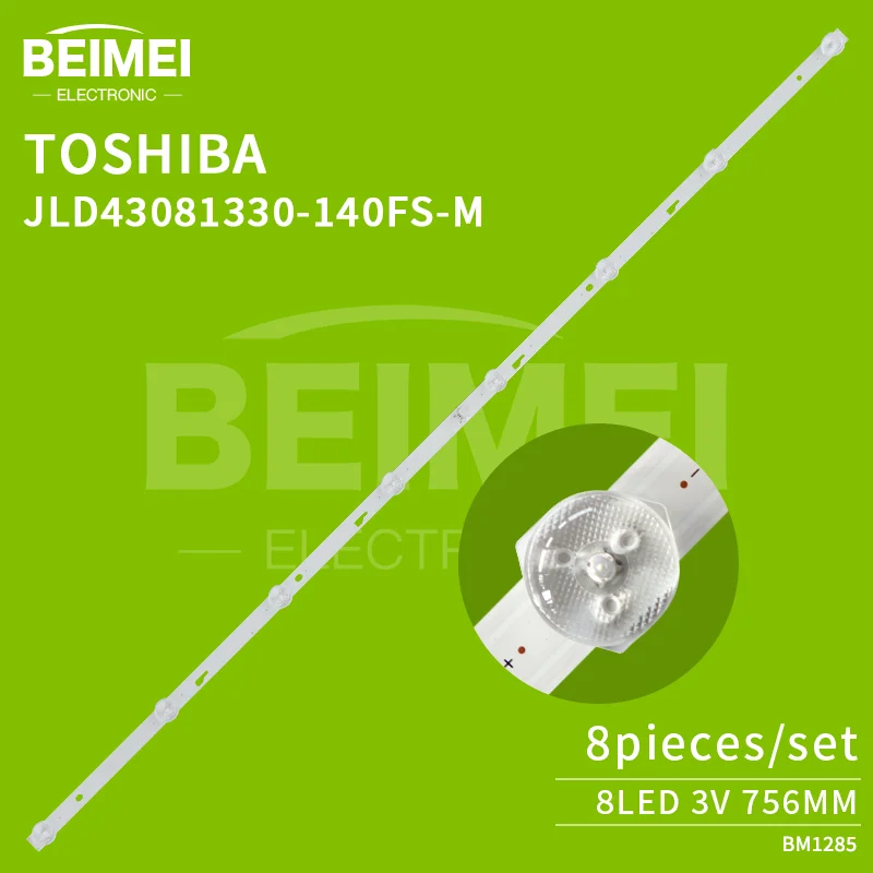 LED Backlight TV Strip para Toshiba, 8 LED, 3V, JL.D43081330-140FS-M, L42E9600, 43L2600C, 43L26CMC, 43in