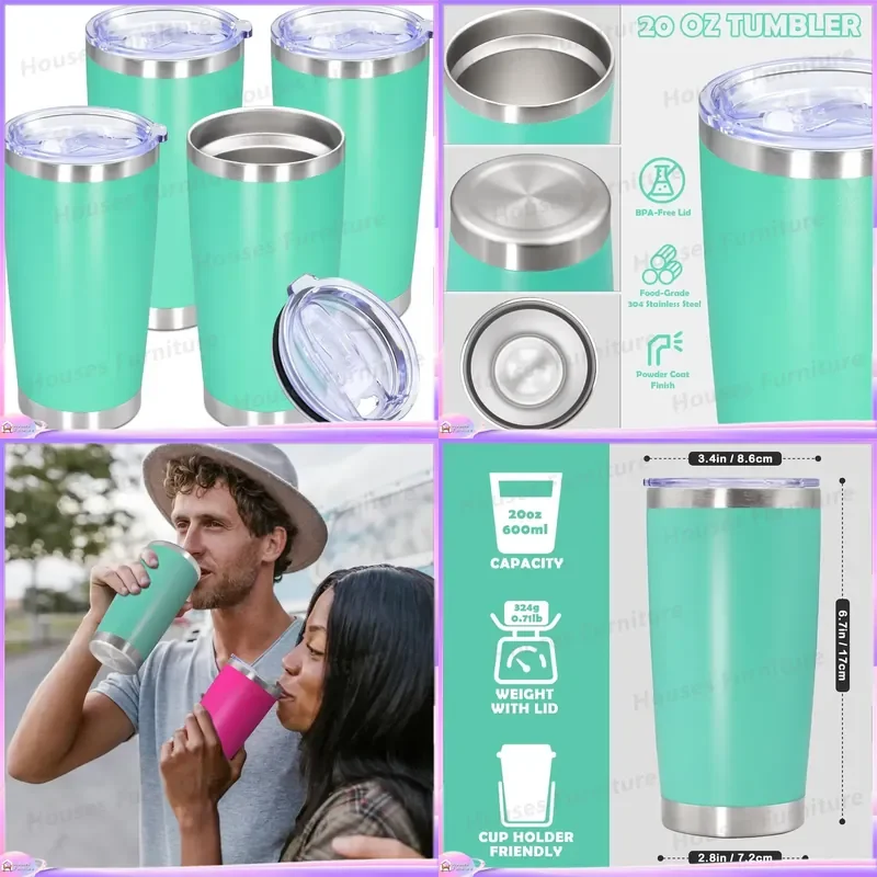 20oz Stainless Steel Tumbler Double Wall Vacuum Insulated Travel Mug Powder Coated Coffee Cup Thermal Flask for Hot Cold