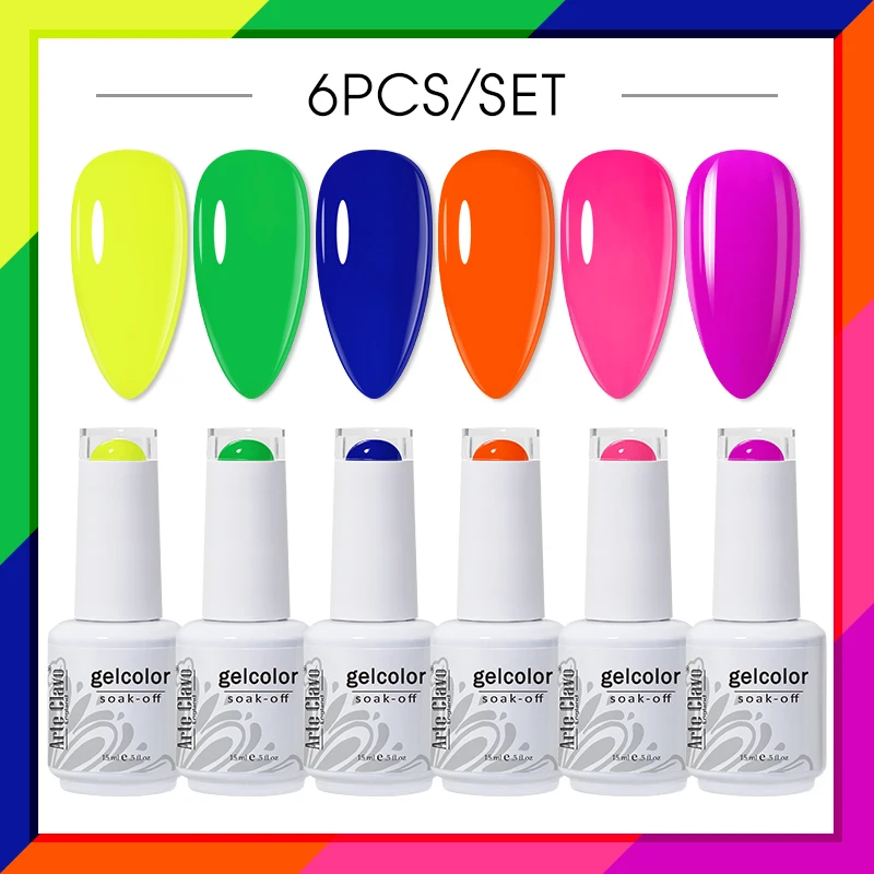Arte Clavo Gel Nagellack Set 6PCS Mix Farbe Nagel Kit Für Maniküre Nagellack Vernis Semi Permanent UV Lampe gellak Nagel Kit