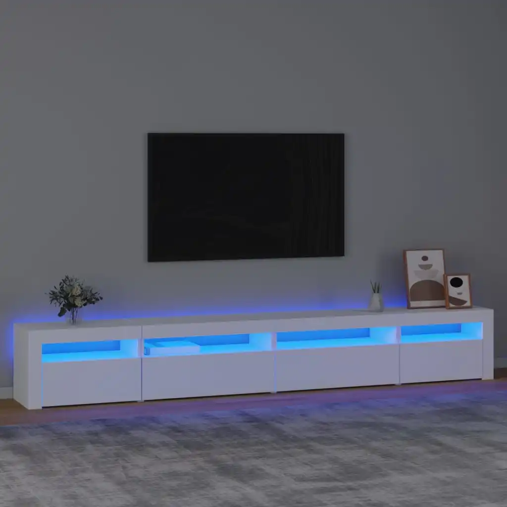 TV cabinet with LED lights White 270x35x40 cm