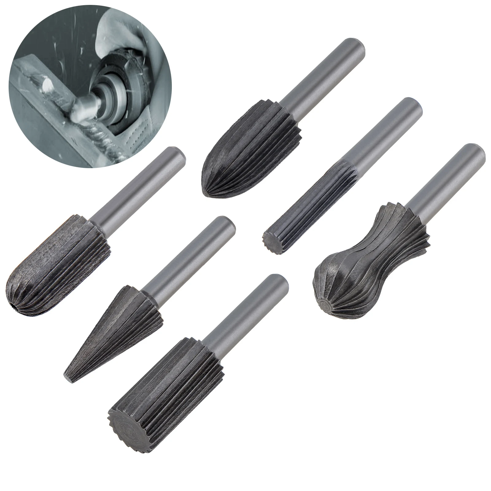 Imagem -02 - Mini Rodada Hss Burr Conjunto de Brocas Ferramenta Rotativa de Aço Arquivo Rasp Fresa de Madeira de Plástico Carpintaria Pcs