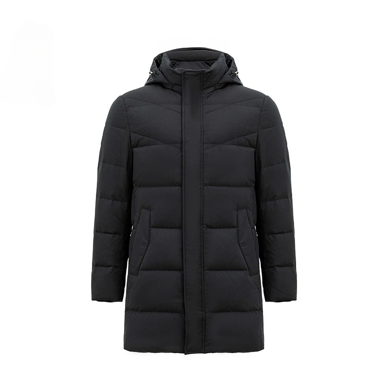 Black Hooded Jacket Stock Winter Solid Color Casual Fashion Youth Down Jacket