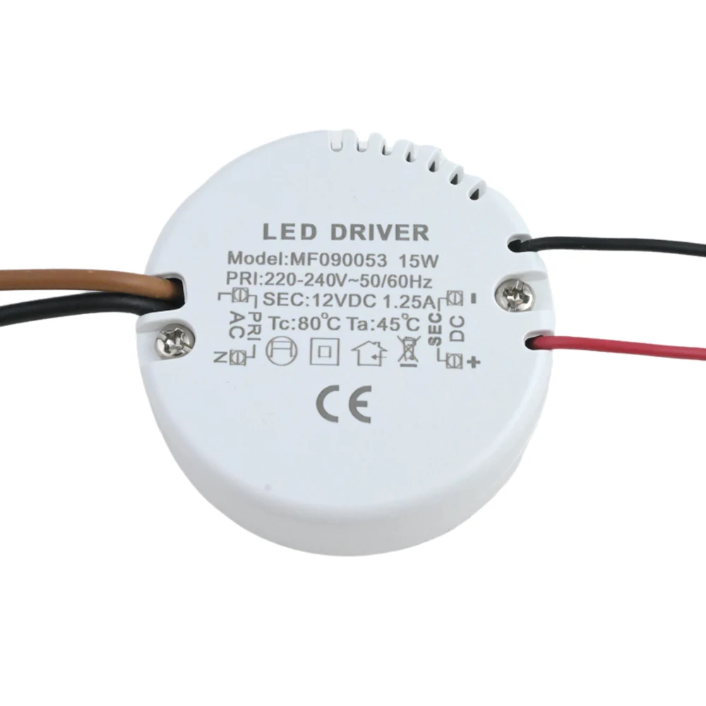 Pilote LED rond 12W 15W AC 220-240V à DC 12V 24V, adaptateur d'alimentation, transformateur externe pour lampe à bande LED, éclairage intérieur