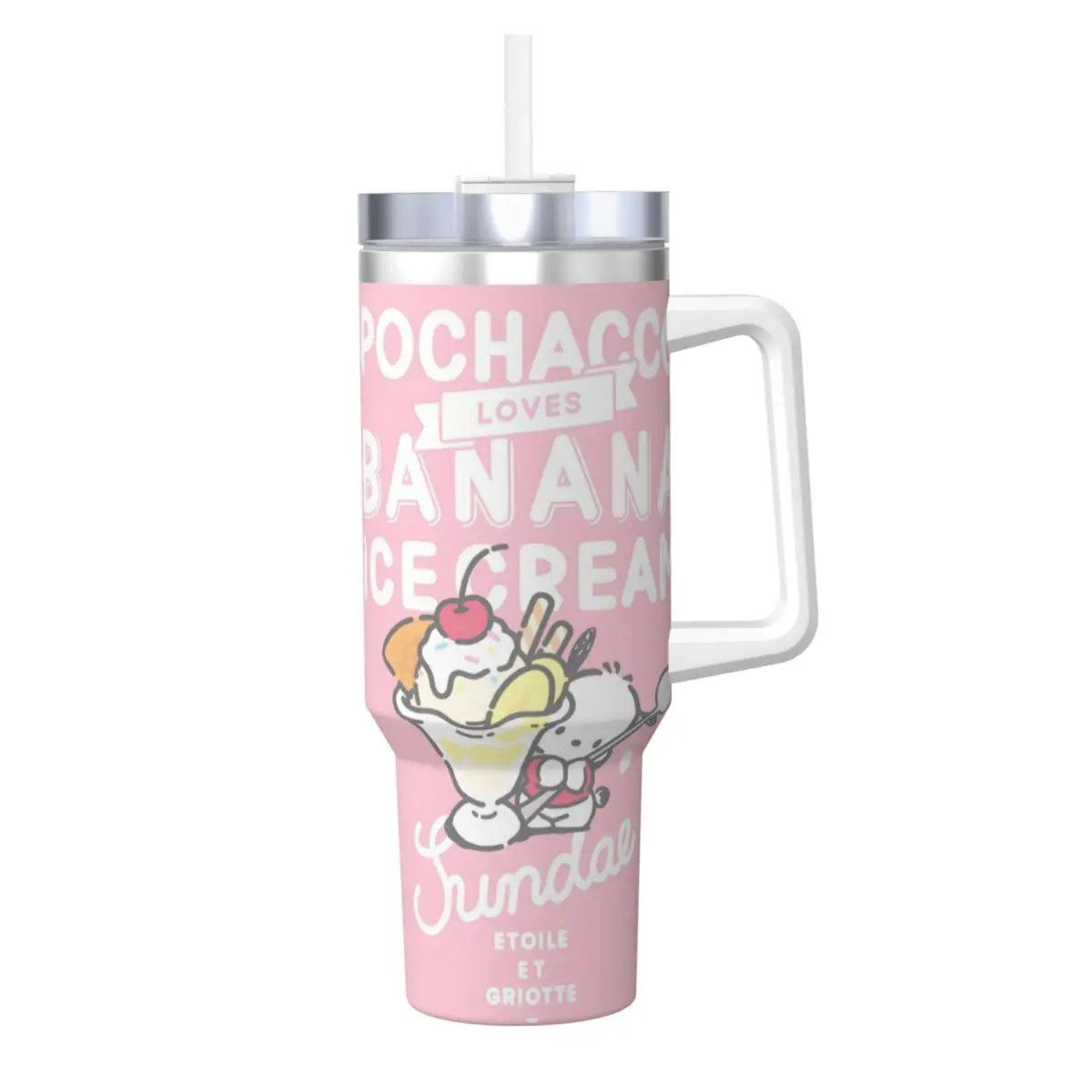 Stainless Steel Tumbler Pochacco Mugs Cup With Straws Sanrio Travelist Drink Water Bottle Heat Preservation 40oz Thermal Mug