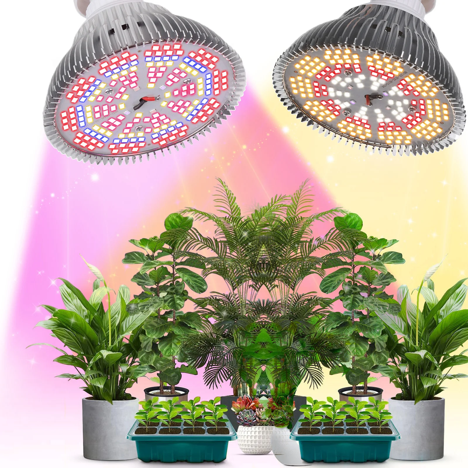 

26W Led Grow Light Bulb Full Spectrum Plant Light Bulb with 200 LED E26/E27 Socket Grow Lamp for Hydroponic Succulent Veg Flower
