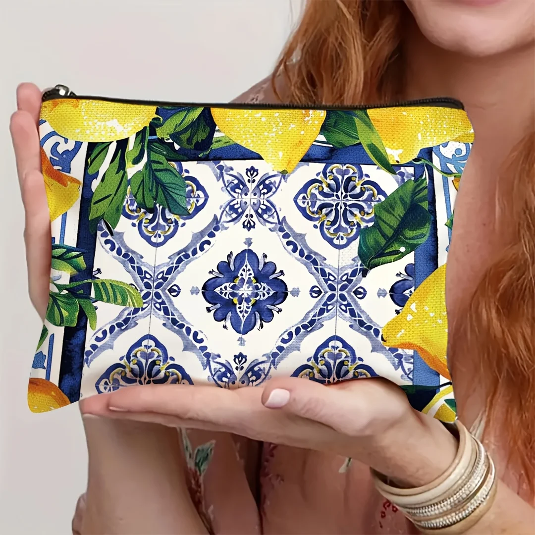 Lemon Pattern Makeup Bag Lemon Travel Essential Makeup Bag Travel Gift Suitable for Ladies Makeup Bags Perfect for Travel