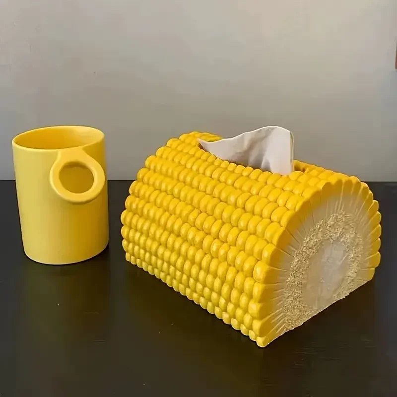 Cartoon Corn Tissue Box Simulation Paper Holder Living Room Dining Table Decoration Multifunctional Home Decor Ornament