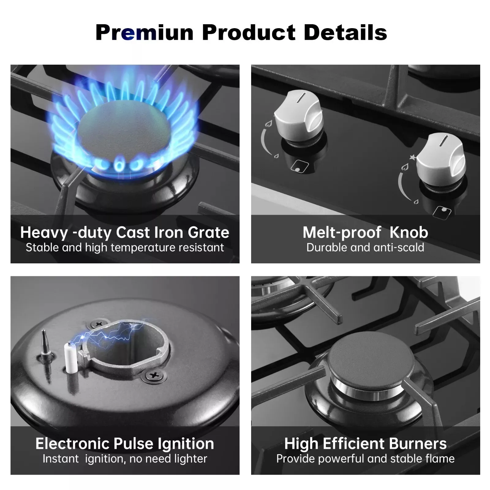 12 Inch Built-in with Thermocouple Protection, LPG/NG Dual Fuel Gas Cooktop
