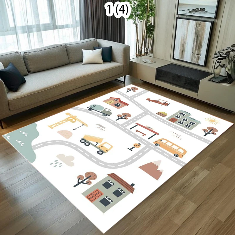 Children's Play Carpet Rail Transit Printed Carpet Dinosaur Park Carpet Children's Soft Climbing Mat Home Decoration Floor Mat