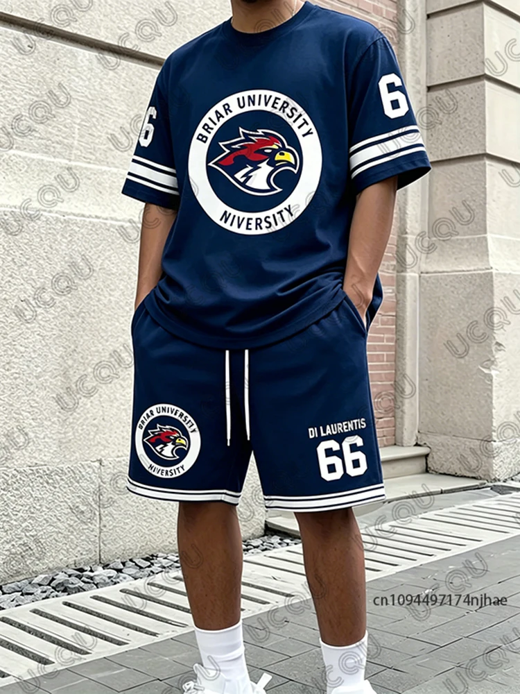 

Summer Men's Tracksuit Off Campus Briar University Jersey DI LAURENTIS 66 T-Shirt+Shorts Suit Casual Sets Sports 2 Piece Outfits