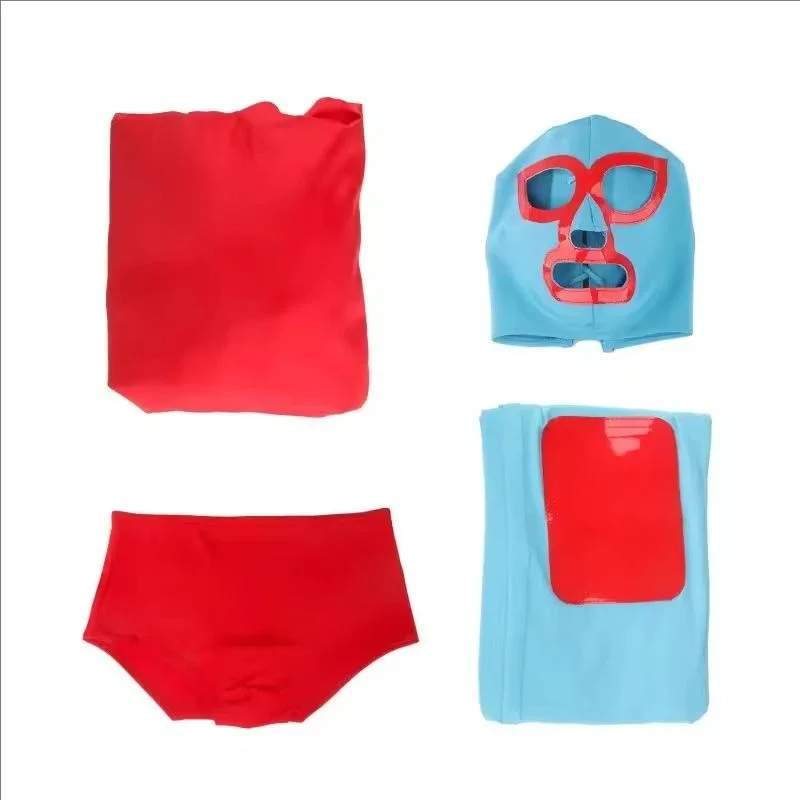 4PCS Nacho Cosplay Costume Libre Red Cloak Mask Pants Shorts Full Set Outfits Mexican Wrestling Halloween Cos Outfits Adult Men - view 5