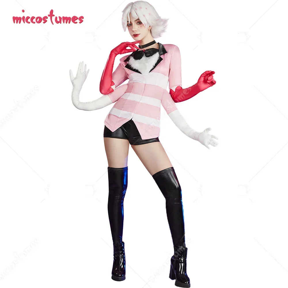 

CosplayMiccostumes Women's Angel Dust Cosplay Costume Top and Pants with Gloves and Choker fullset