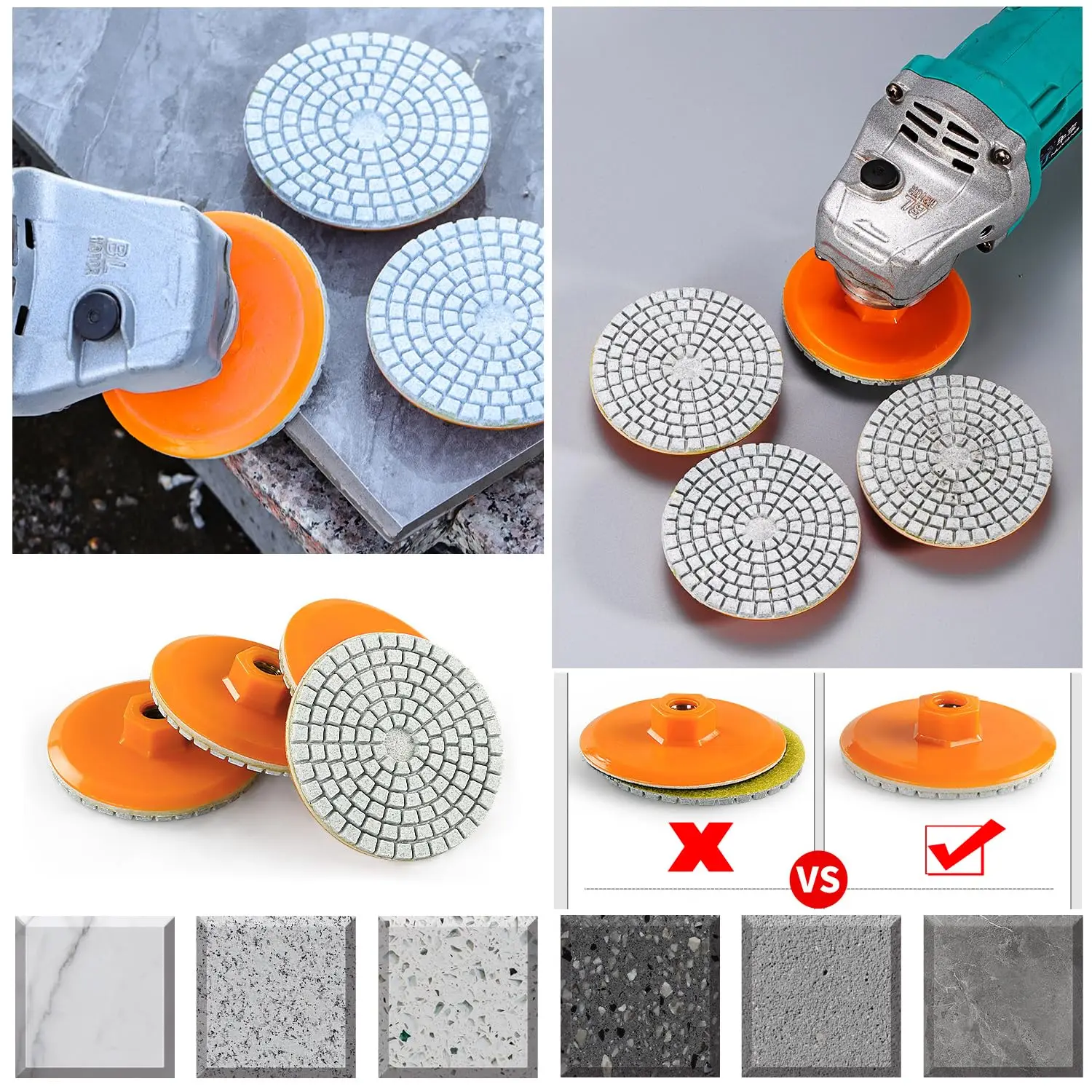 Rafford 1Pcs 80mm 3 Inch Polishing Pad Wet Dry Buff Disc Abrasive For Sanding Marble Granite Concrete Grinding Countertop Stone