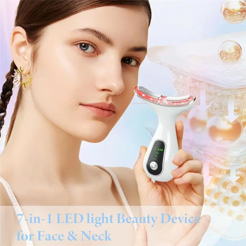 【SIMPLE】Masseur facial pour le visage et le cou, 7 couleurs, appareil de lifting du visage avec 113 °   Baguette multifonctionnelle F& Vibration& Clean