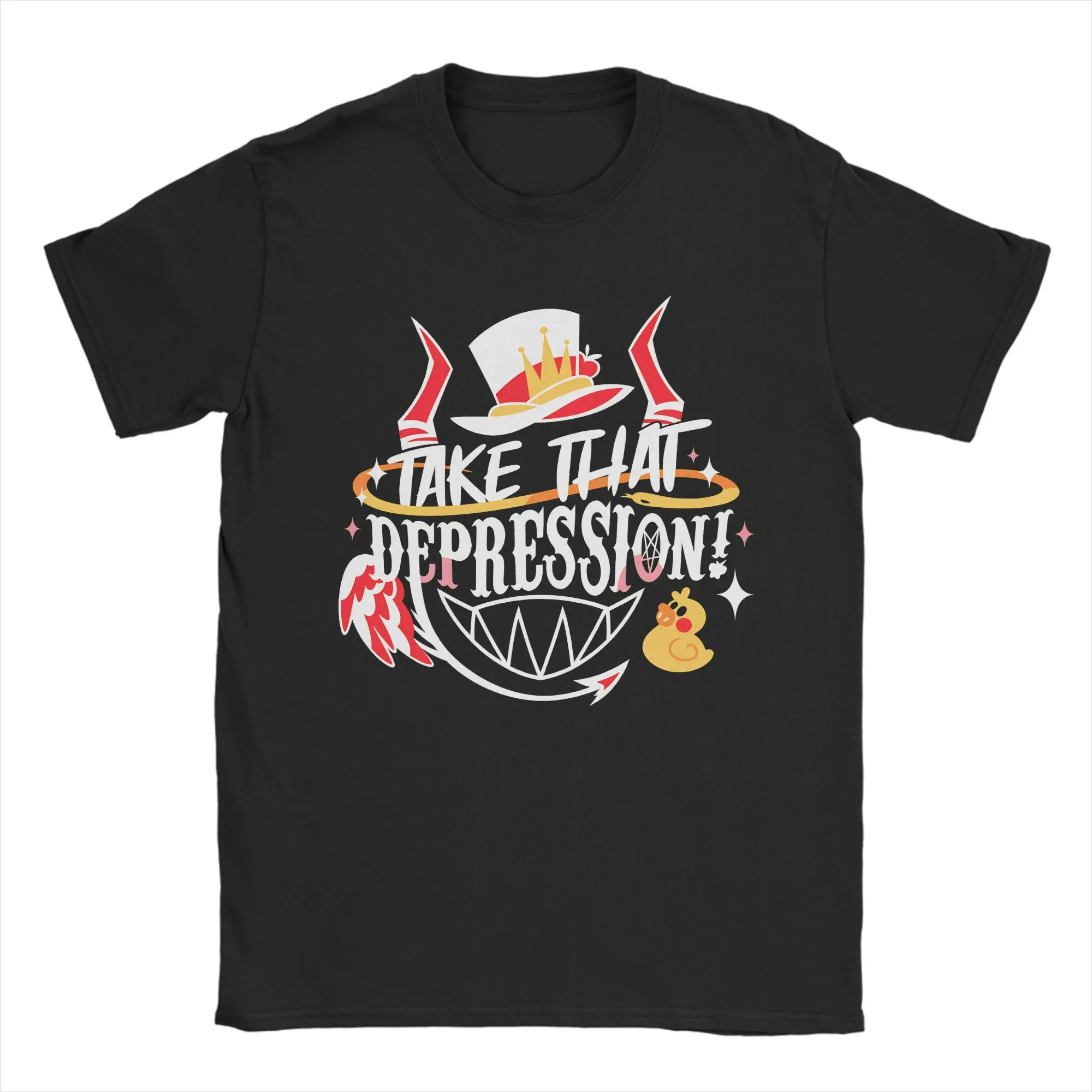 Hazbin Hotel Lucifer Take That Depression T Shirts Cotton Clothes Humorous Short Sleeve Round Neck Tee Shirt New Arrival T-Shirt