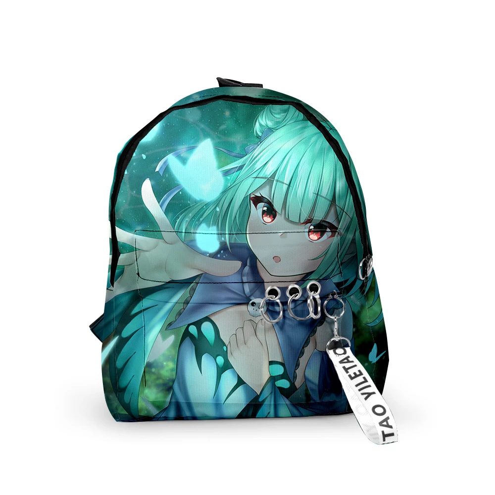 Popular Hololive Uruha Rushia Backpacks Boys/Girls pupil School Bags 3D Print Keychains Oxford Waterproof Cute Small Backpacks