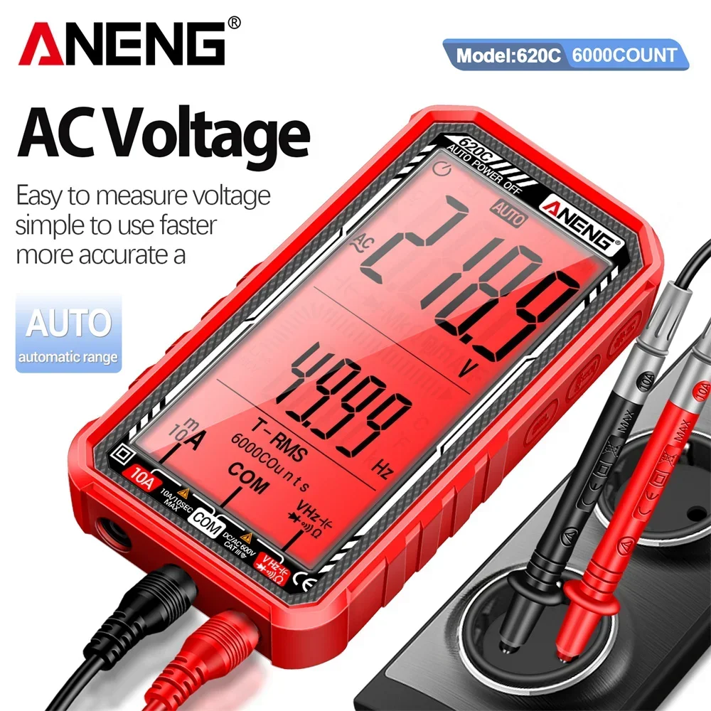 

Smart Digital Multimeters ANENG 620C/621A AC Current Voltage Tester 6000 Counts Ammeter Capacitor Resistance Hz Diode Tools