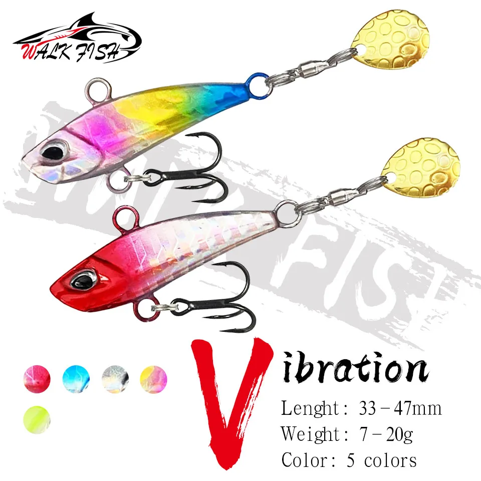 WALK FISH 7g 10g 15g 20g New Metal Mini VIB With Spoon Fishing Lure Crankbait Vibration Spinner Sinking Bait Fishing Tackle Lake