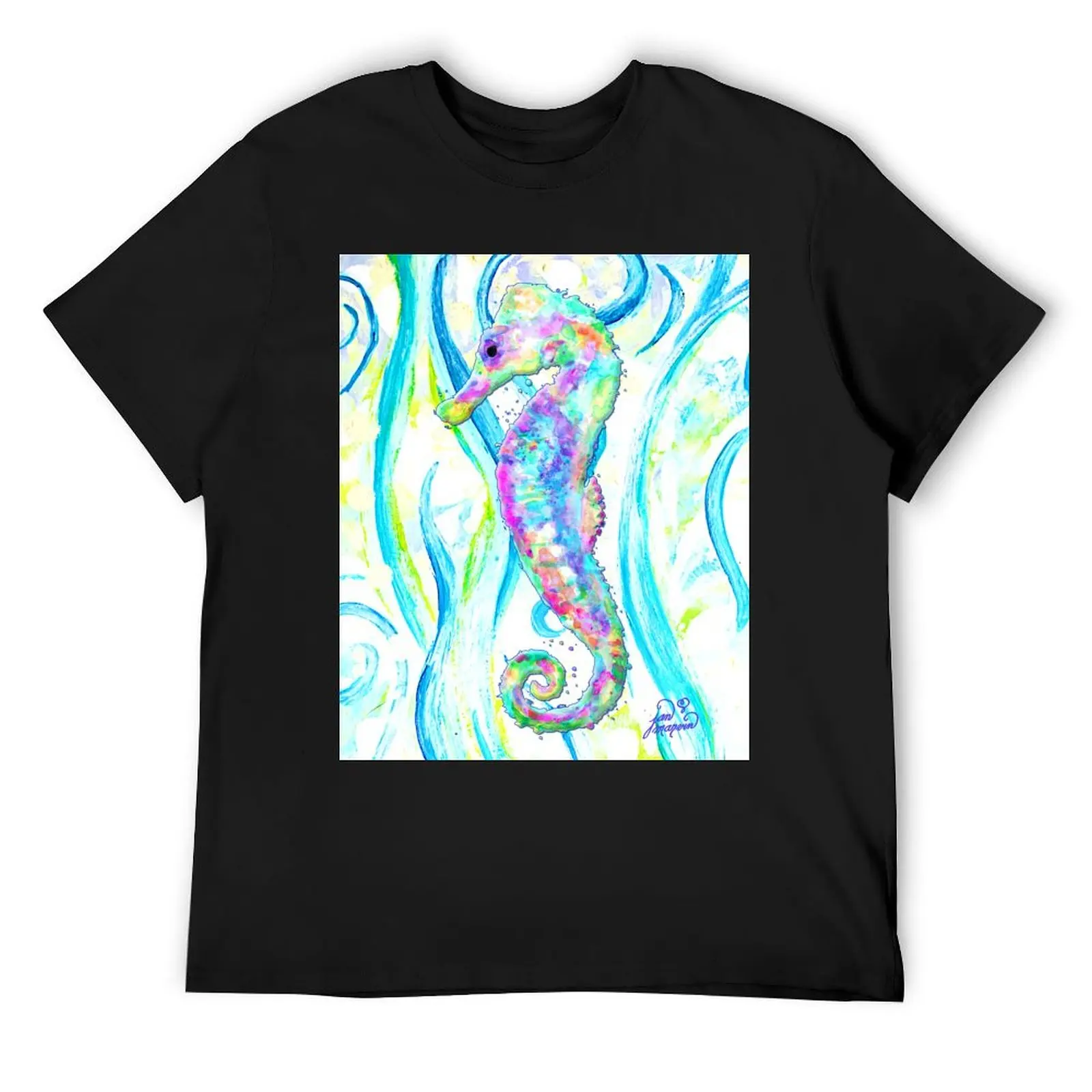 Seahorse Swimming in the Ocean T-Shirt vintage clothes blanks t shirt men 100℅ cotton