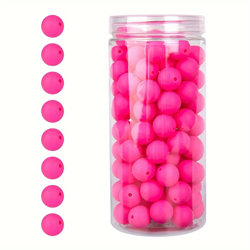 100 Stück/Box 12/15 mm Silikonperlen-Set für Schlüsselanhänger, Halskette, Armband, Umhängeband, Herstellung von runden Gummi-Silikon-Fokalperlen – Detail 23