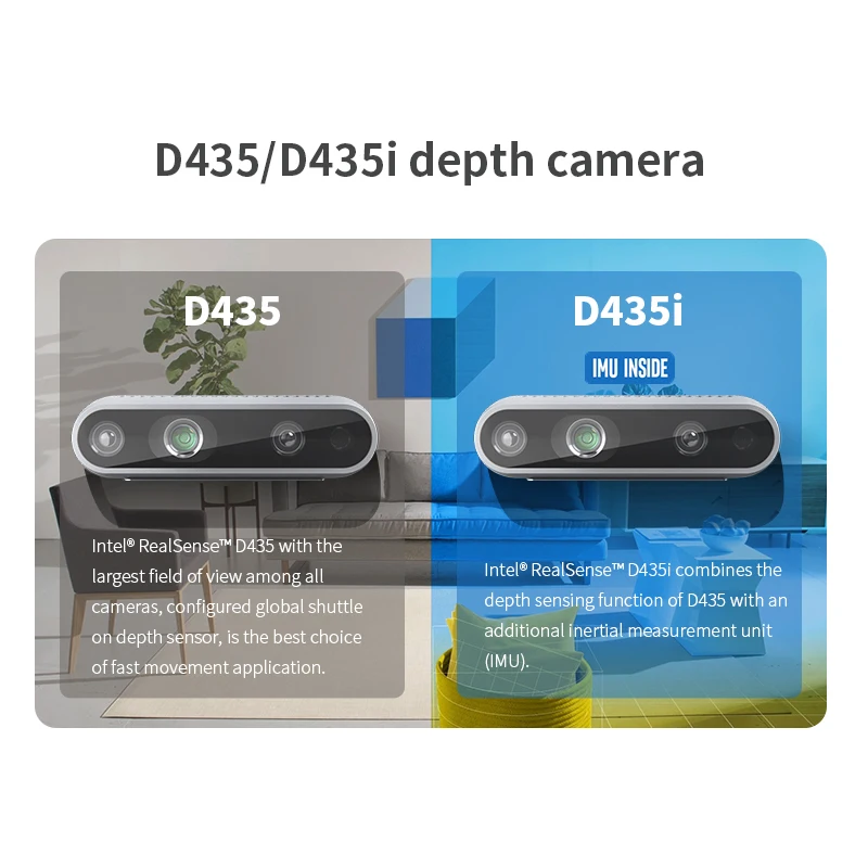 Intel RealSense Depth Camera D435i D455 D435 D415 TOF LiDAR Rangefinder Vision Processor for Drone ROS Robot