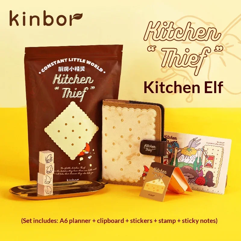 Kinbor A6 Planner&Journaling Kit For Girls,Cute Kitchen Sprite Stationery Gift Box With A6 Notebook&Stamps&Sticker BackTo School