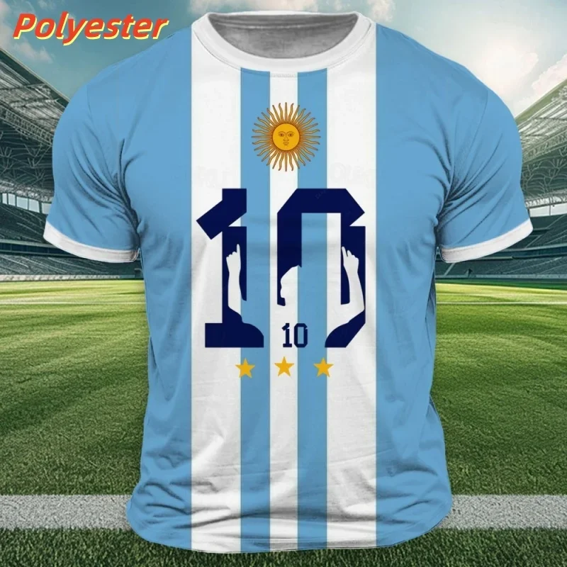 ثلاثية الأبعاد طباعة كرة القدم الأرجنتينية تي شيرت للرجال الأرجنتين الجرافيك قصيرة الأكمام تيز الصيف موضة الجولة الرقبة بلايز الشارع تي شيرت