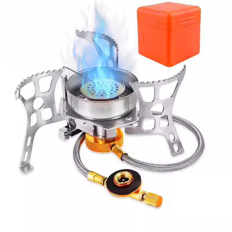 Camping Windproof Gas Burner Outdoor Strong Fire Stove Heater Tourism Equipment Supplies Tourist Kitchen Survival Trips