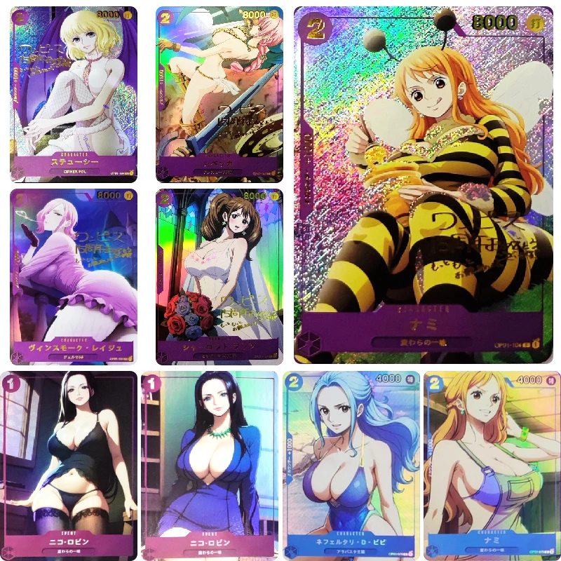 ONE PIECE Nami Nico Robin Black Maria DIY Homemade Bronzing Beauty Game Toys Collection Card Christmas Birthday Gift